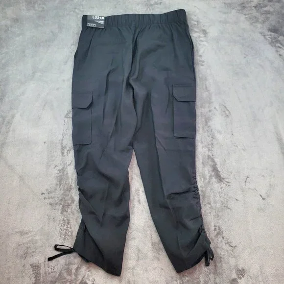 Sofia Vergara Luxe Utility Cargo Pant Size Large Black High Rise Ankle Jogger - Picture 9 of 11